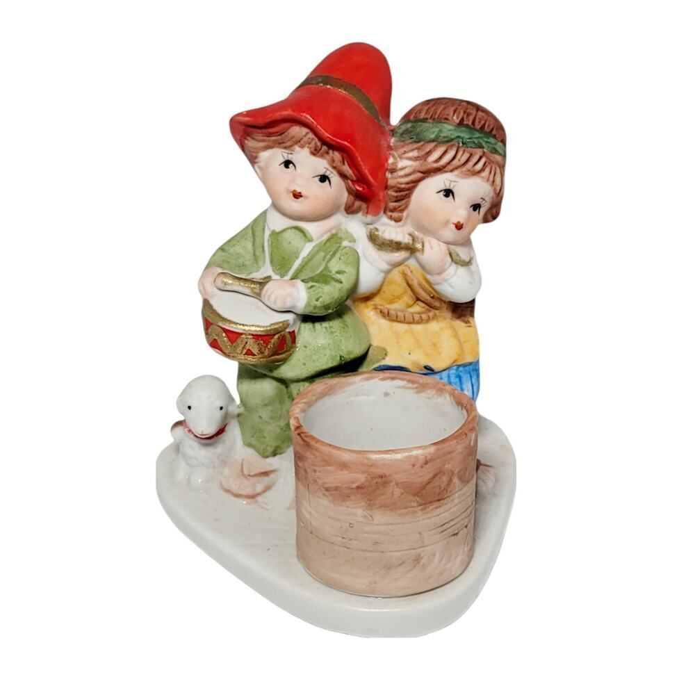Vtg Jasco 1979 Hand Painted Christmas Luvkins Figurine Drummer Boy Candle Holder